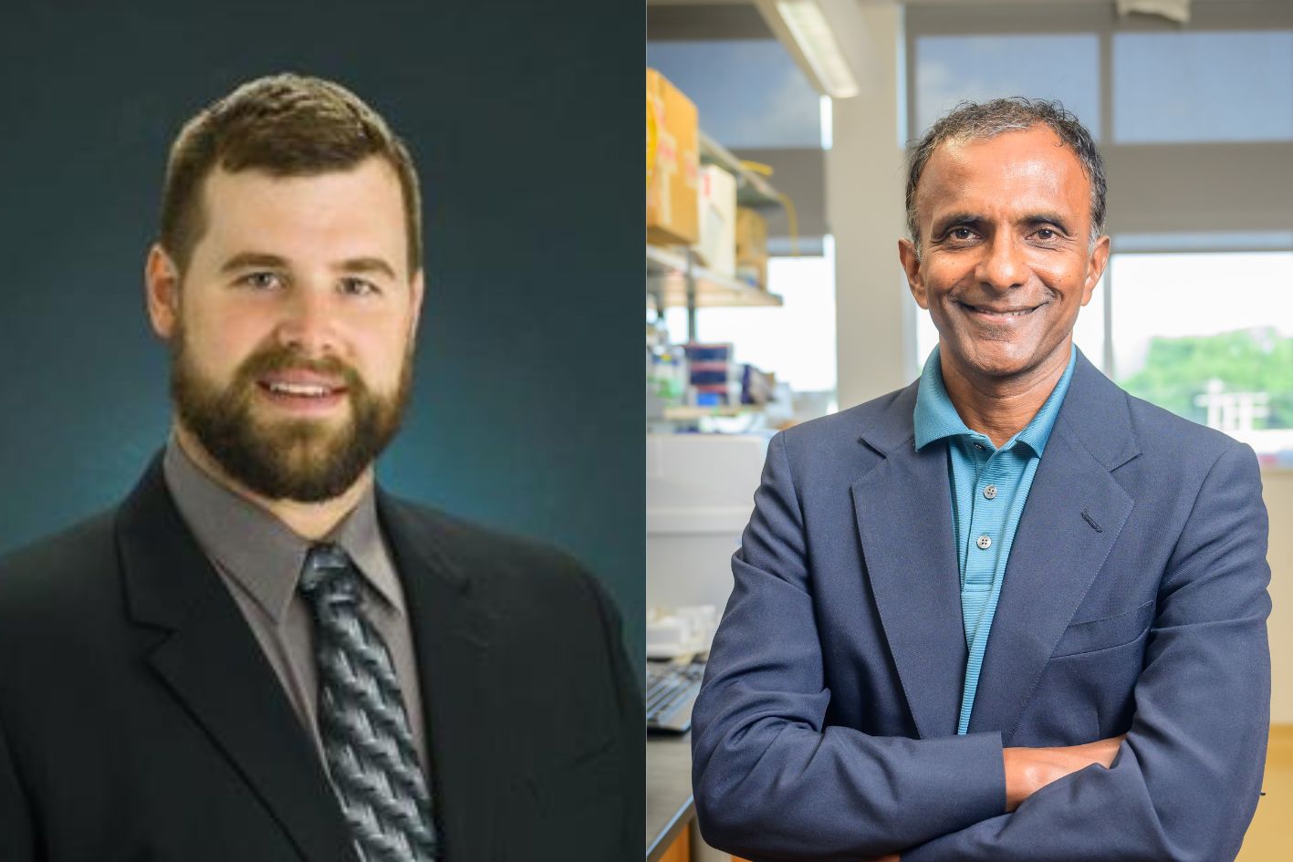<em>Cancer Center at Illinois members Jason Ridlon (left) and Joseph Irudayaraj (right)</em>
