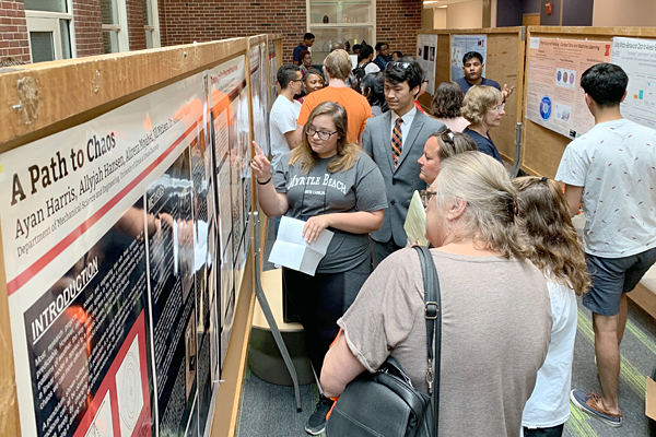 Students present their research at the 2019 WYSE poster session.