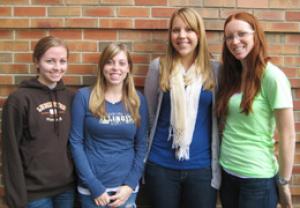 Students in the group designing the multi-level laceration simulator, from left to right, Christina Winter, Lisa McGregor, Shelby Svientek and Megan Silas.