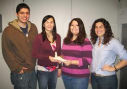 Students in the group designing the gout simulator, from left to right, Matt Pinto, Lauren Sheehy, Jaclyn Spitz and Rosa Ventrella.