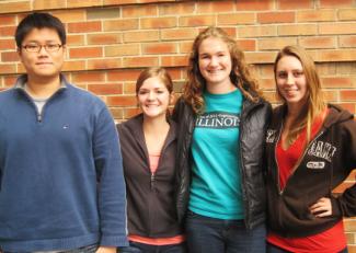 From left to right, Senior Design students Jon Yu, Brittany Weida, Ruth Osbrink and Meagan Musselman are winners of the University of Illinois&rsquo; I2P Idea to Product Competition.