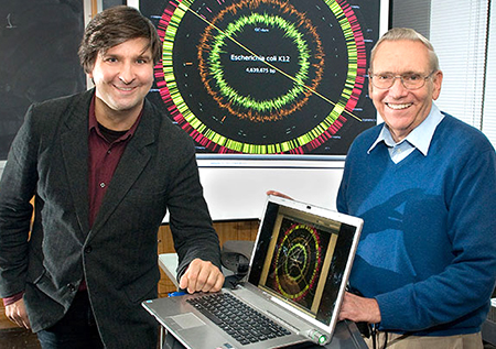 Professor and Bliss Faculty Scholar Sergei Maslov, left, with biophysicist William Studier.
