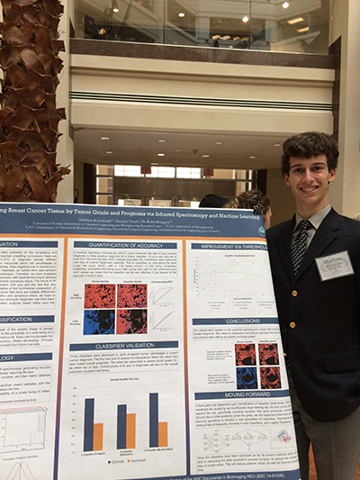 Matthew Kavanaugh presenting poster at 2016 Discoveries in Bioimaging REU