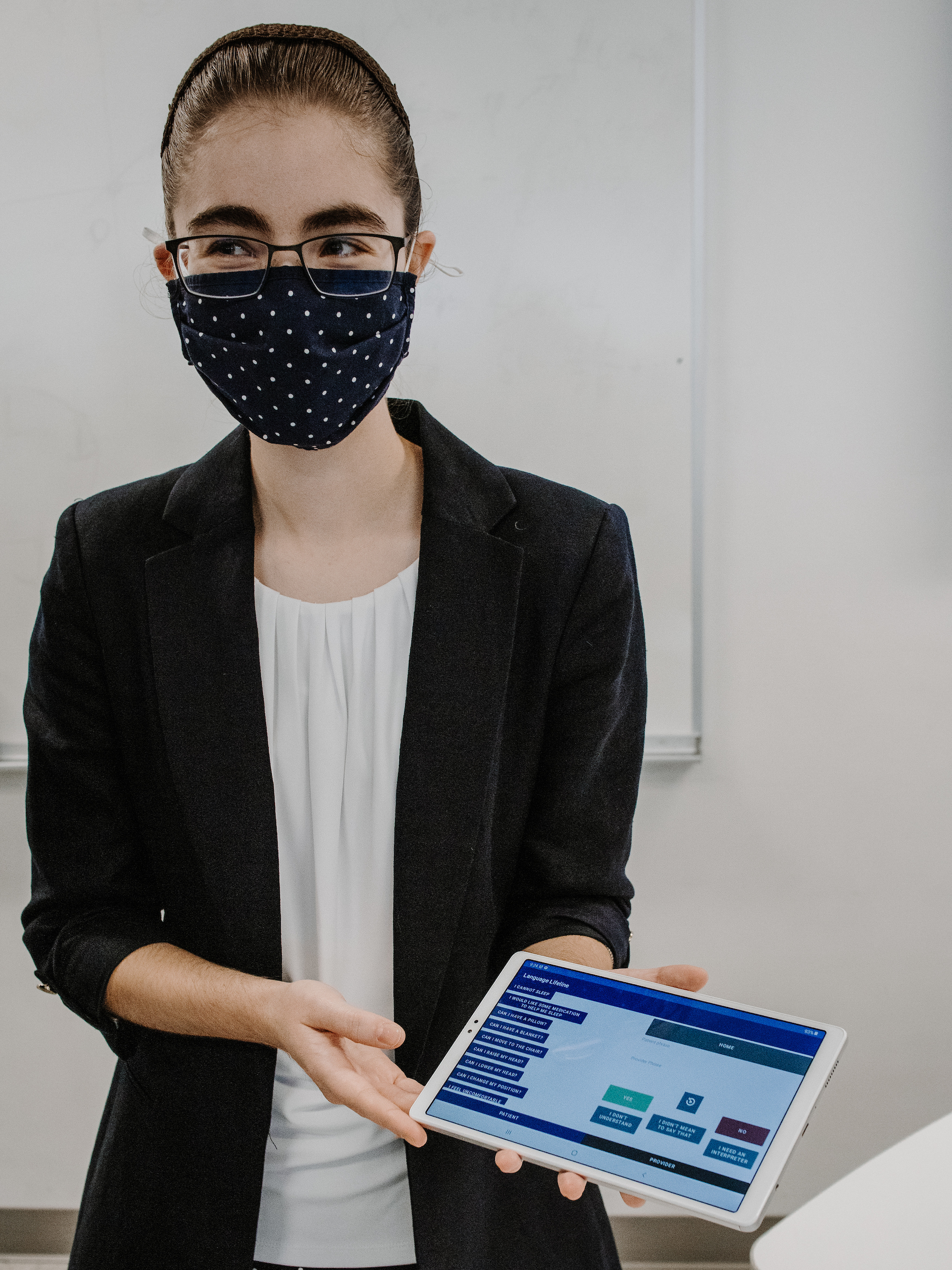 bioengineering student showcasing app