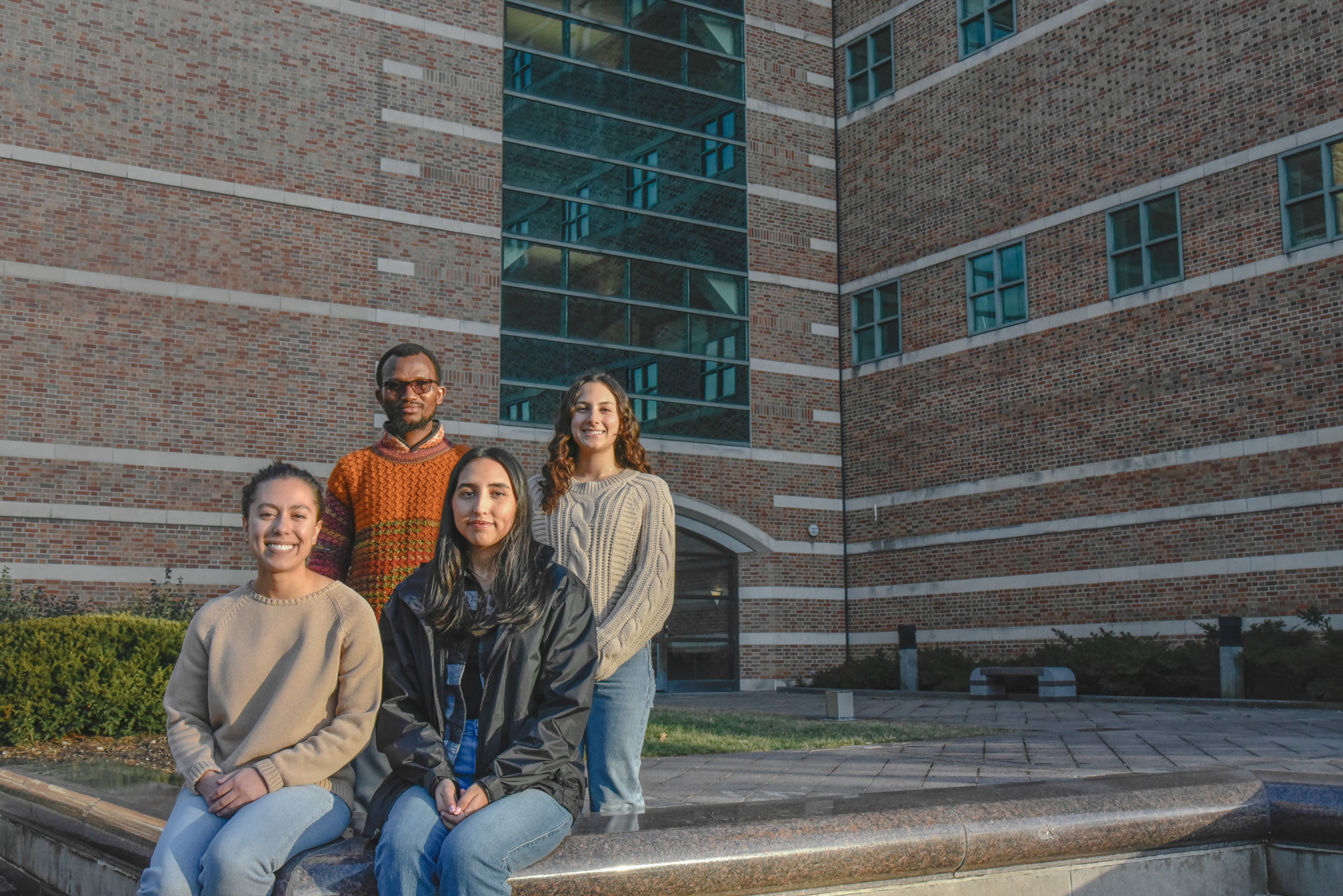 From left: Leykza Carreras-Simons; Jimoh Igbalaye; Maily Galindo; Isabelle Guerra. Credit: Meg Dickinson, Beckman Institute Communications Office&nbsp;